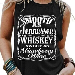 MISSLOOK 3X Black Graphic Sleeveless Women's Tank - Smooth as Tennessee Whiskey